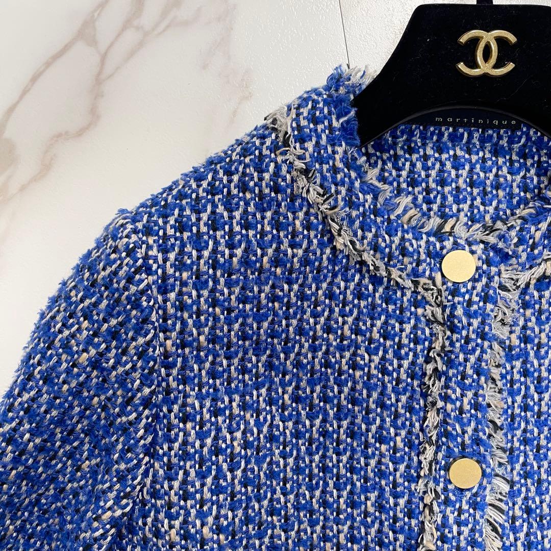 23AW✨マルティニーク ミックスツイードショートジャケット 金ボタン ラメ
