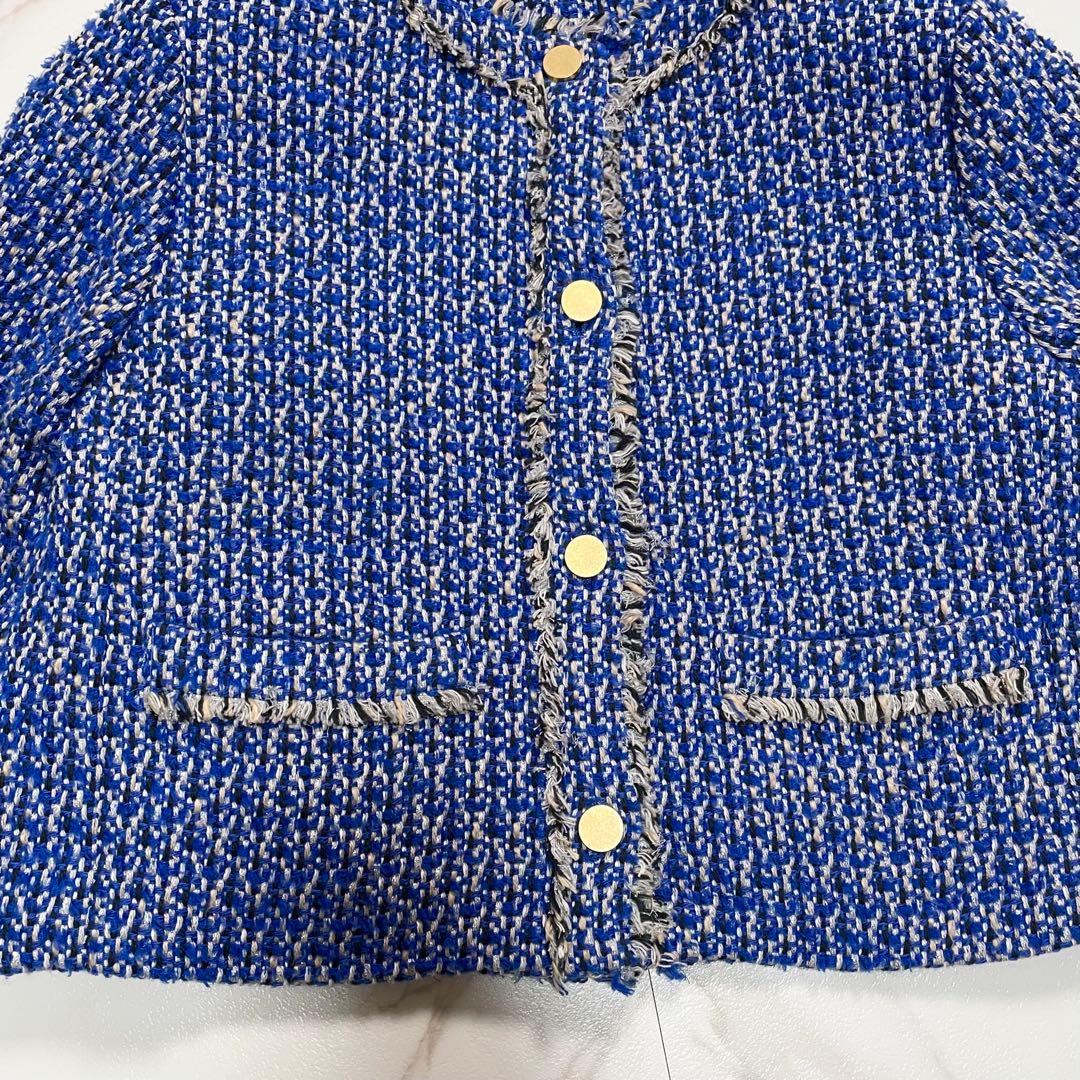 23AW✨マルティニーク ミックスツイードショートジャケット 金ボタン ラメ