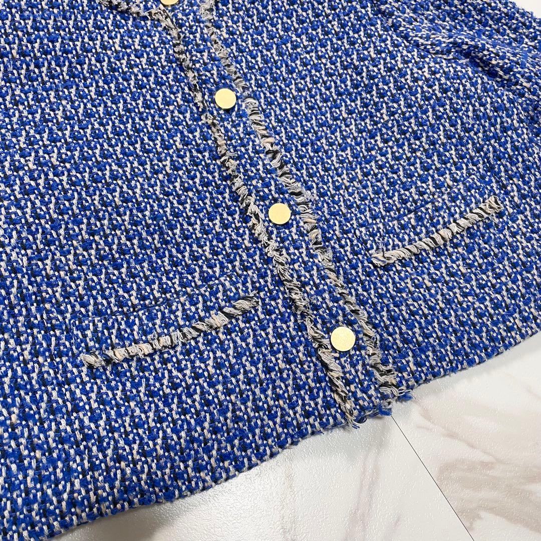 23AW✨マルティニーク ミックスツイードショートジャケット 金ボタン ラメ