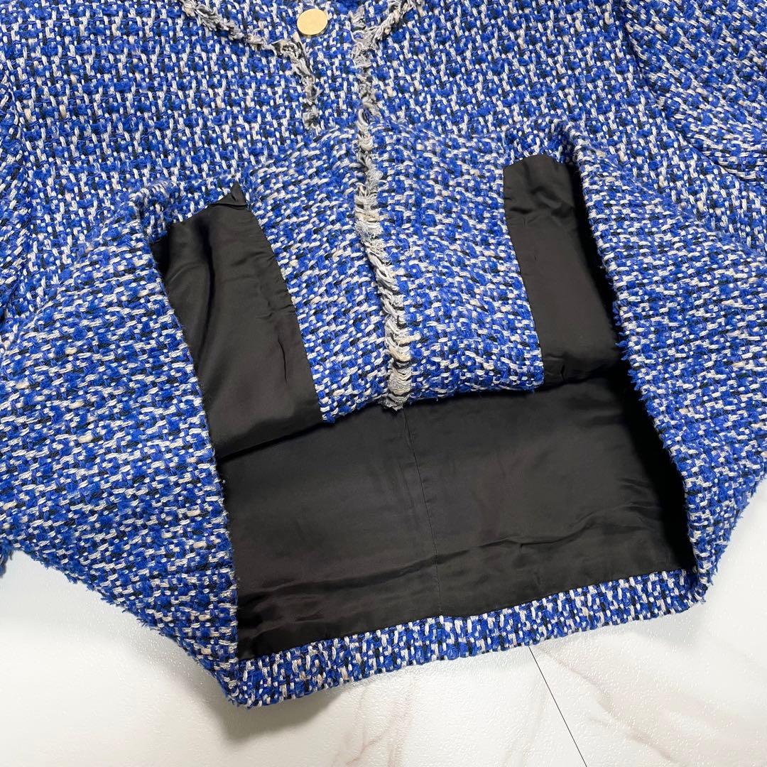 23AW✨マルティニーク ミックスツイードショートジャケット 金ボタン ラメ