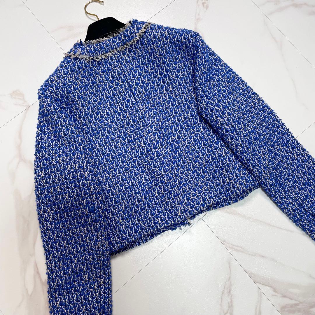 23AW✨マルティニーク ミックスツイードショートジャケット 金ボタン ラメ