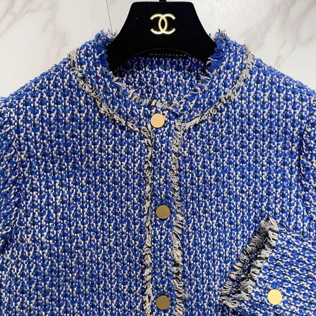 23AW✨マルティニーク ミックスツイードショートジャケット 金ボタン ラメ
