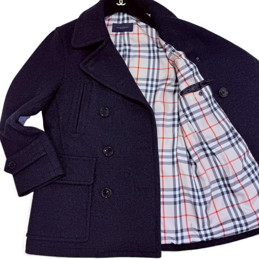 【美品】 BURBERRY LONDON Pコート L コート ブラック メンズ