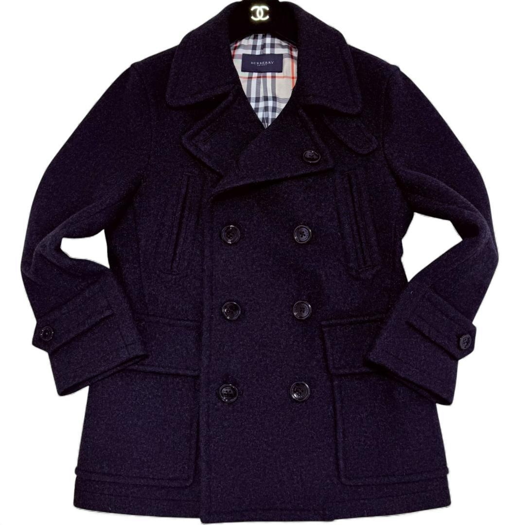 【美品】 BURBERRY LONDON Pコート L コート ブラック メンズ