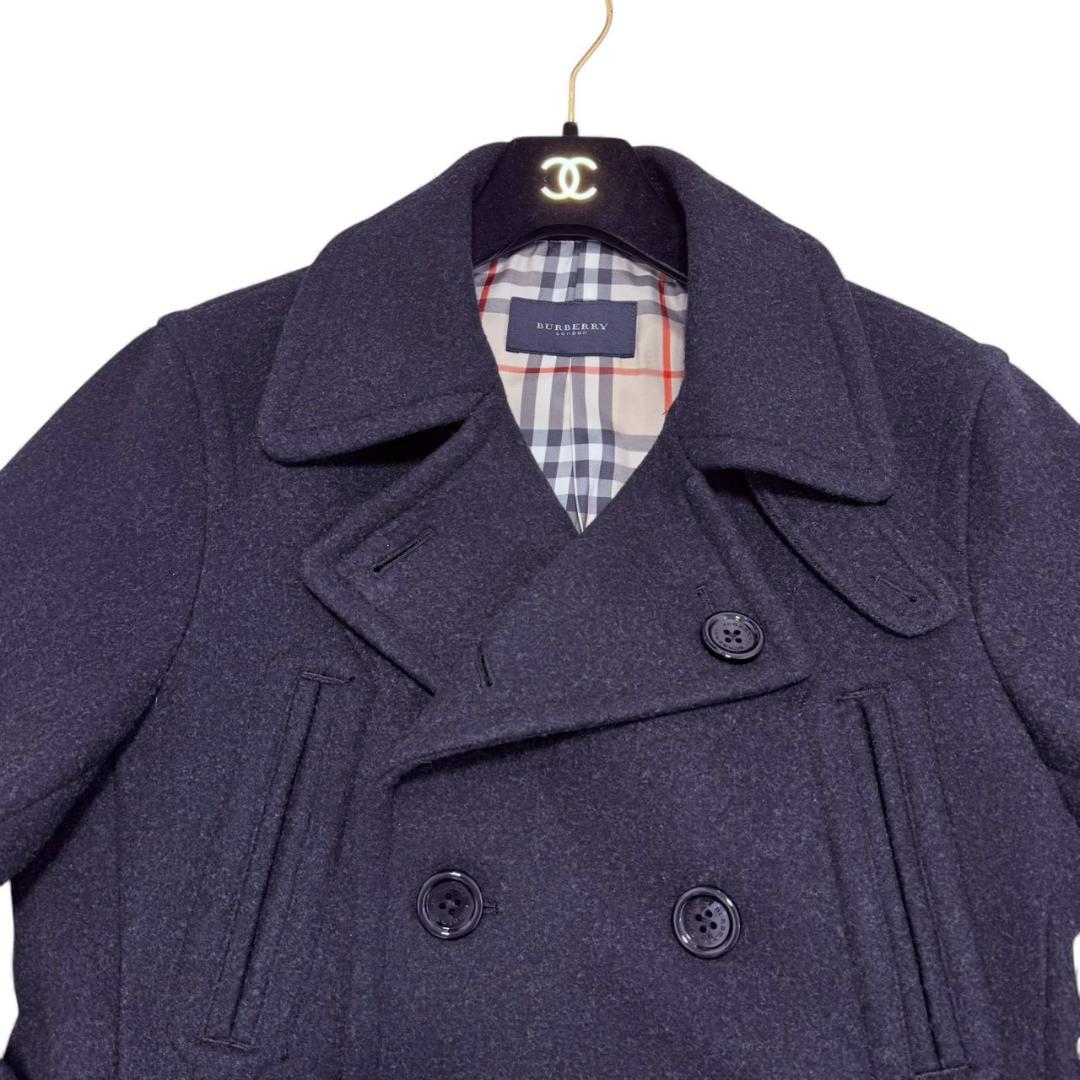 【美品】 BURBERRY LONDON Pコート L コート ブラック メンズ