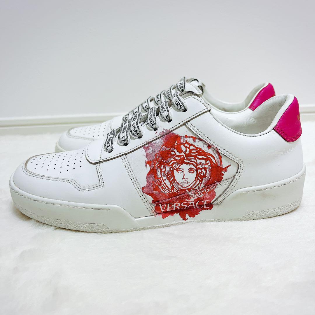 【希少】VERSACE ホワイト×ピンク スニーカー　メデューサ 23cm