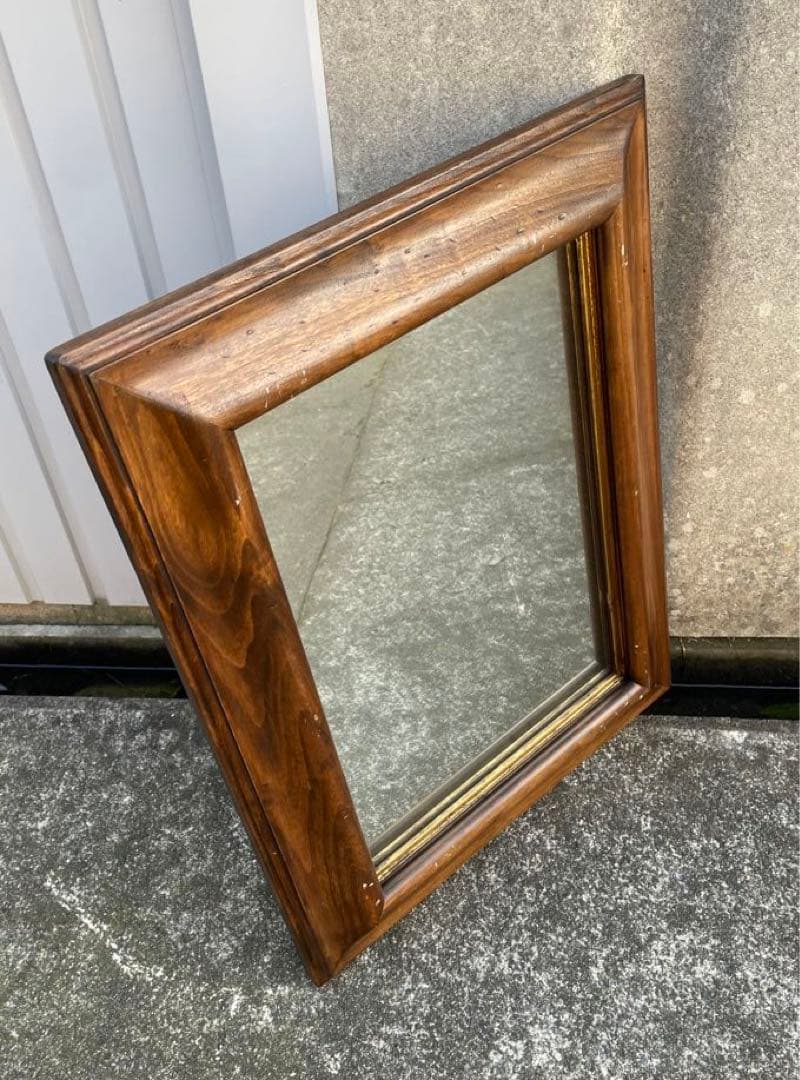 ビンテージ/イタリア製/木製/ミラー/壁掛けミラー/ウォールミラー/鏡/店舗什器