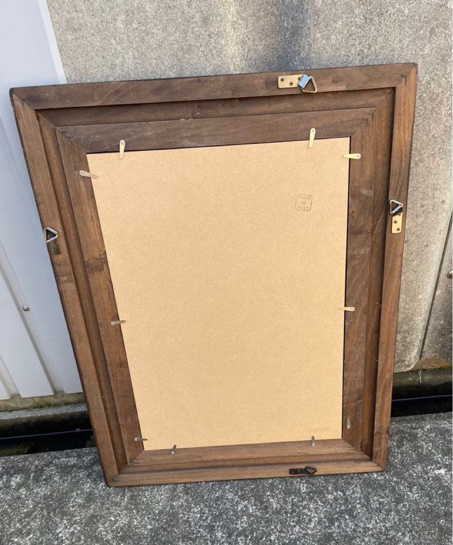 ビンテージ/イタリア製/木製/ミラー/壁掛けミラー/ウォールミラー/鏡/店舗什器