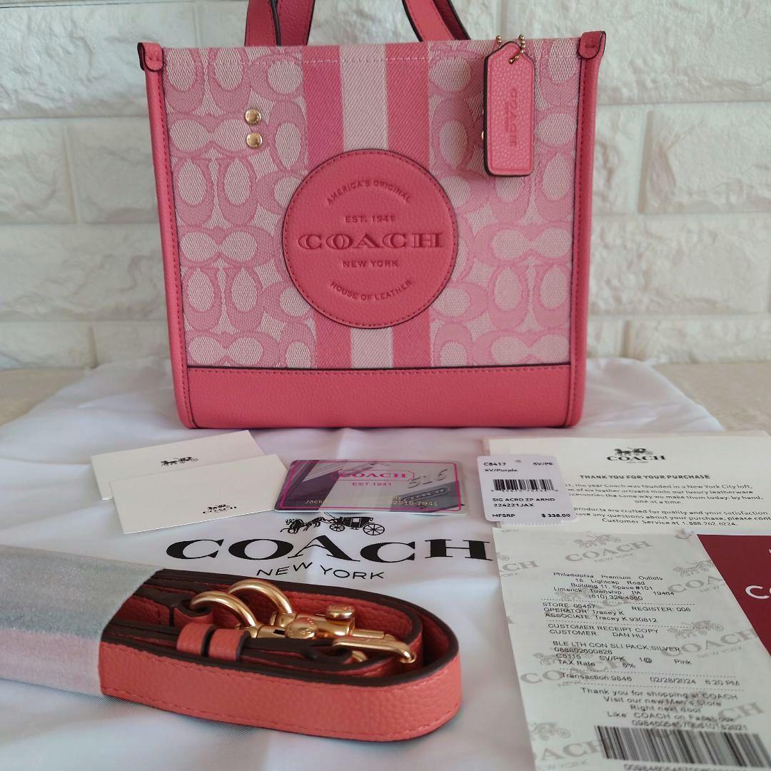 バッグ COACH Dempsey totebag Signature pink
