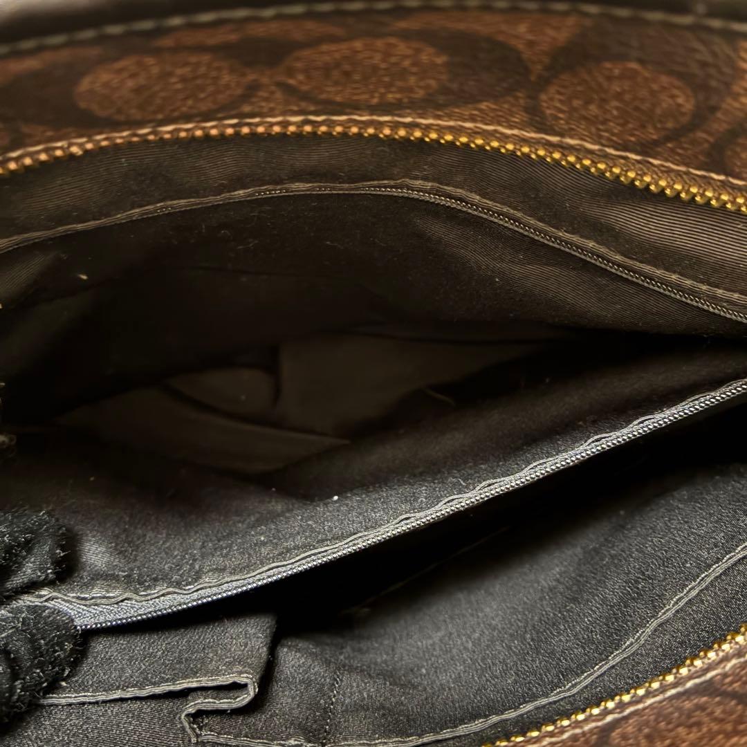 美品 COACH コーチ トートバッグ 肩掛け シグネチャー ビジネス 焦茶
