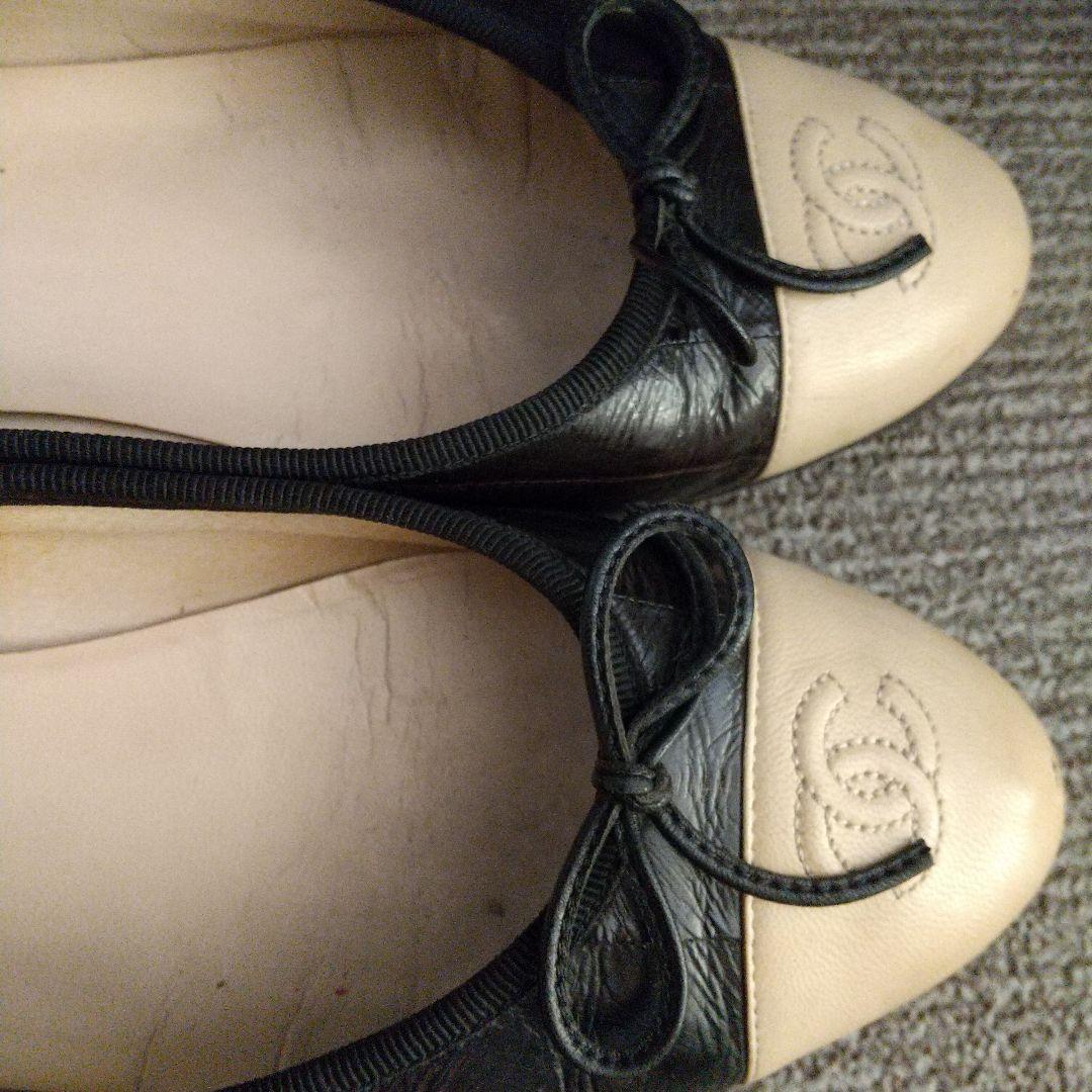 CHANEL バレエシューズ 黒/ベージュ