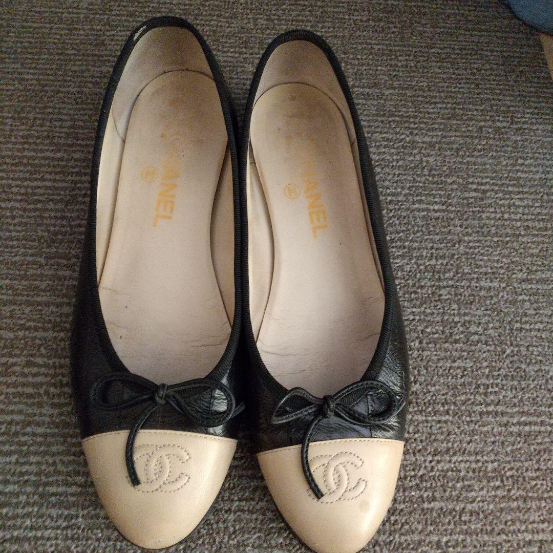 CHANEL バレエシューズ 黒/ベージュ