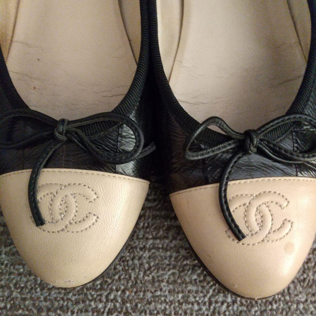 CHANEL バレエシューズ 黒/ベージュ