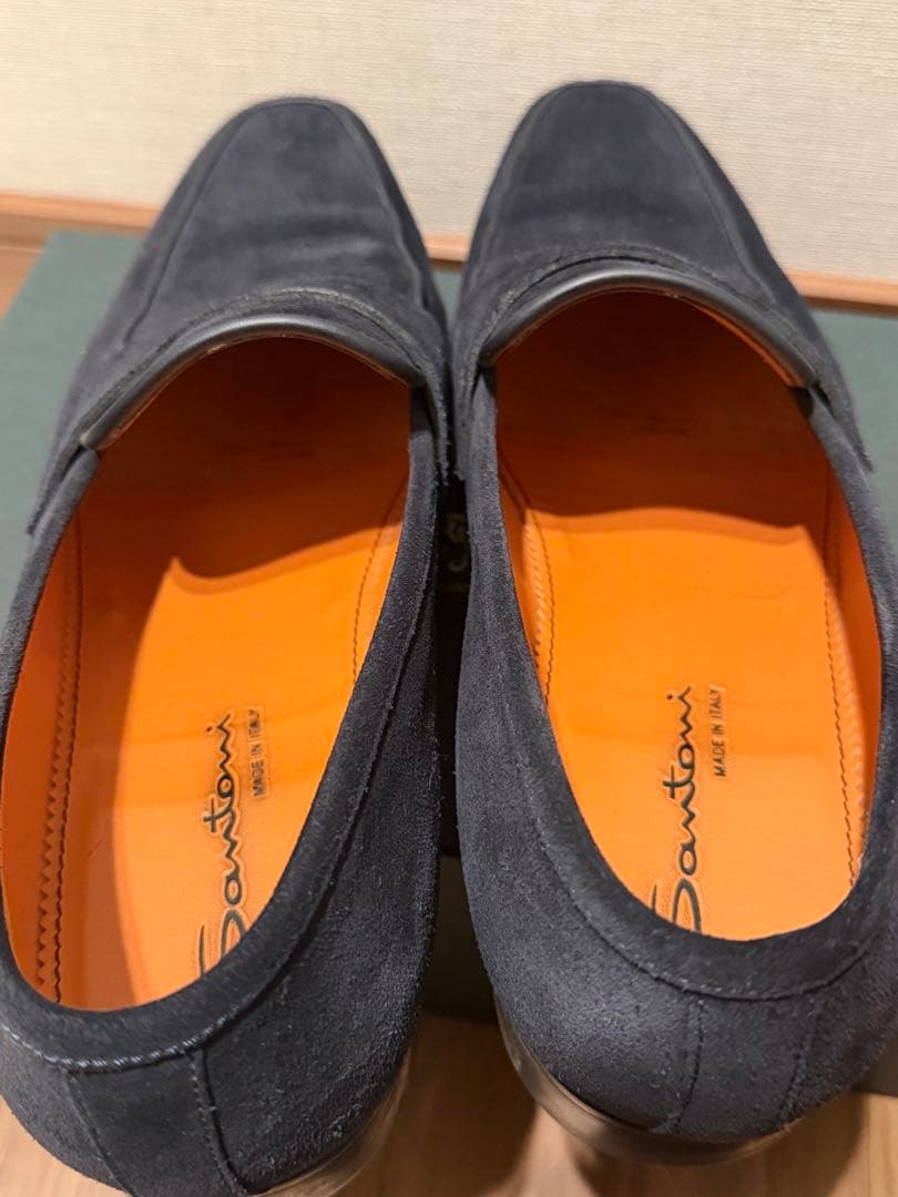 サントーニ SANTONI ネイビー スエード ローファー
