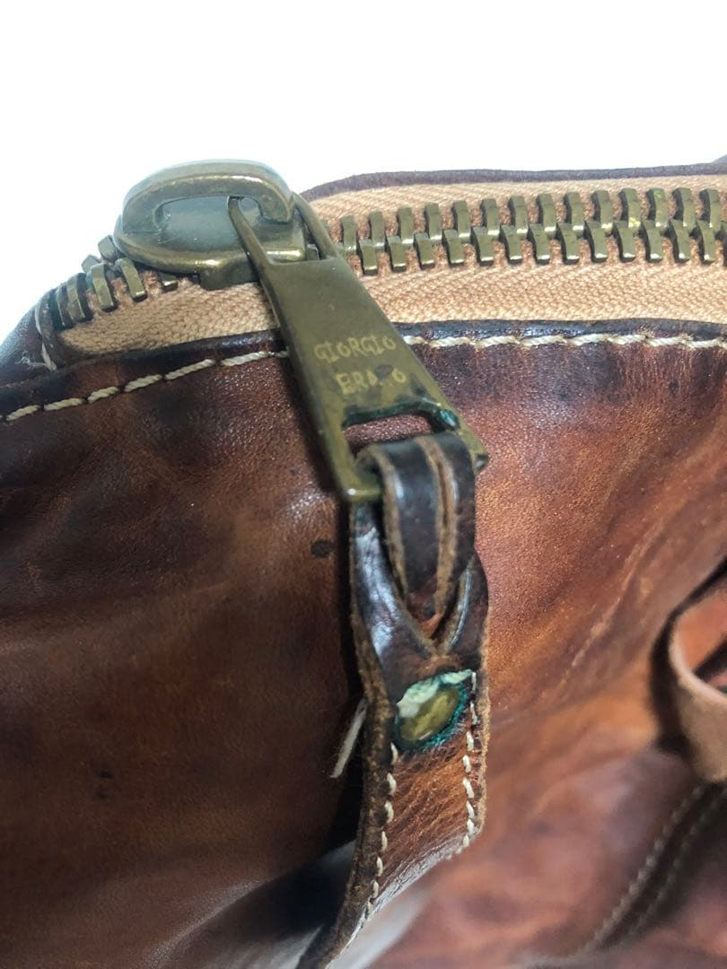 Giorgio Brato ブラウンレザーボストンバッグ