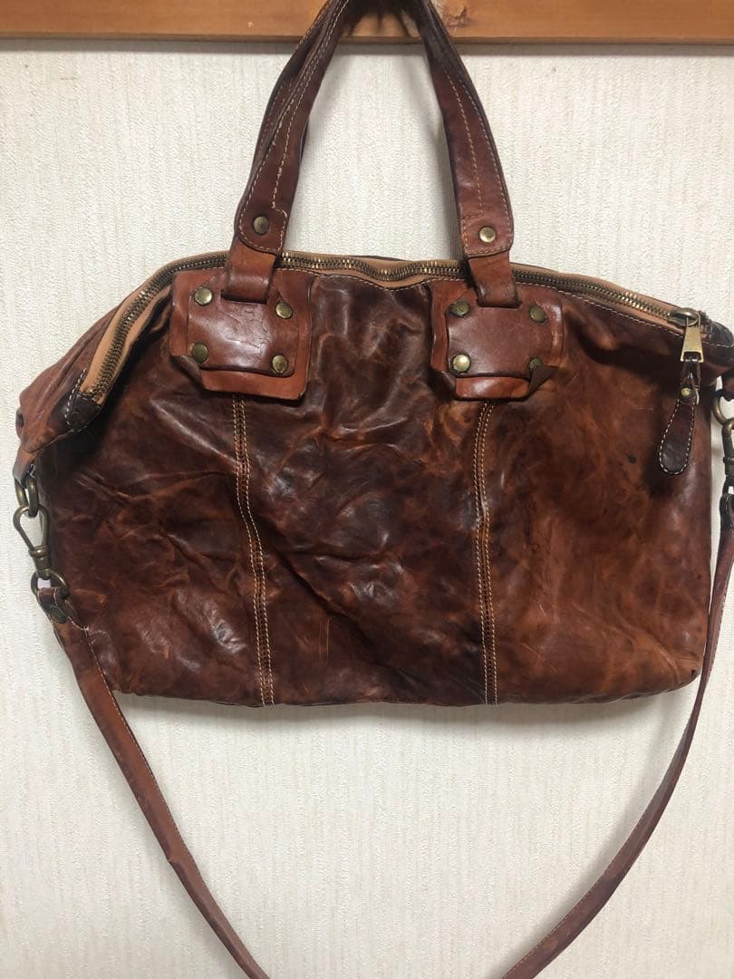 Giorgio Brato ブラウンレザーボストンバッグ