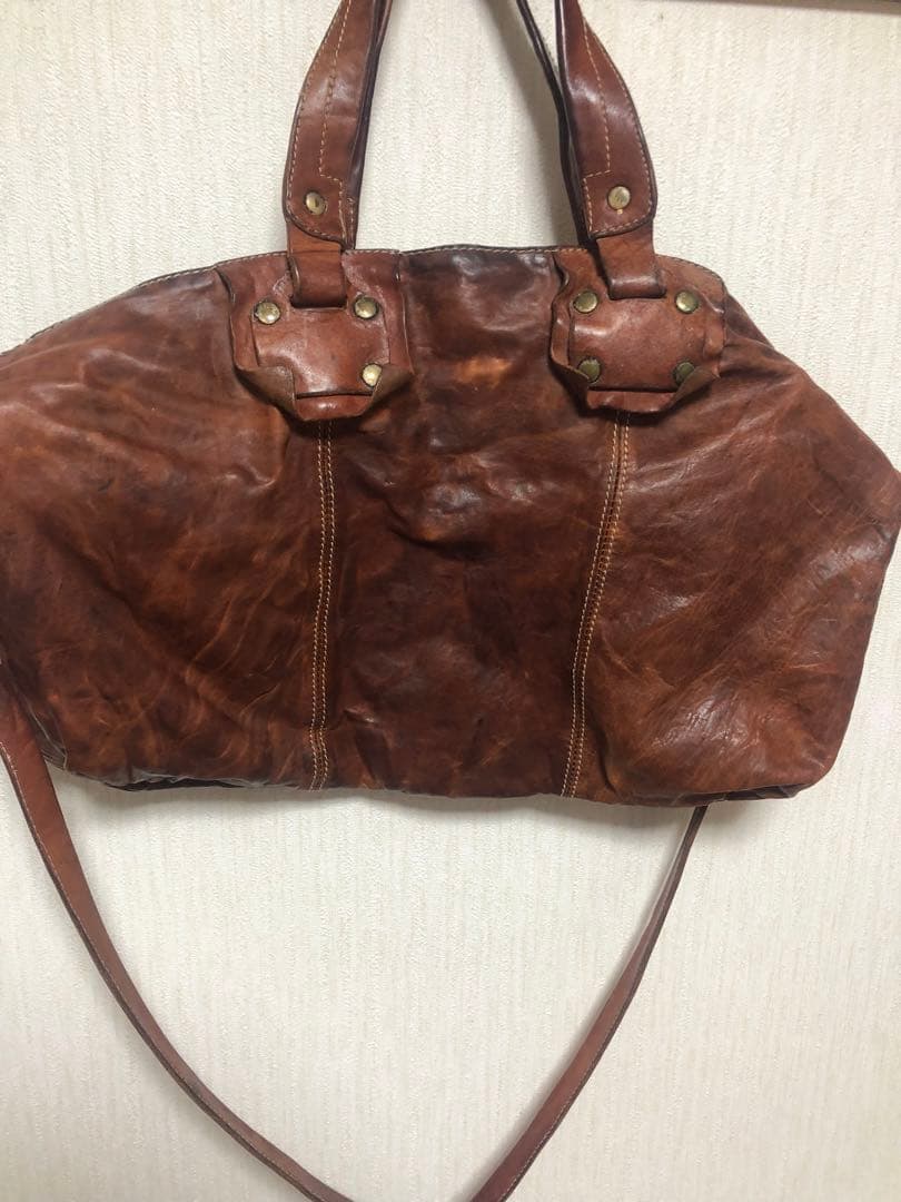 Giorgio Brato ブラウンレザーボストンバッグ