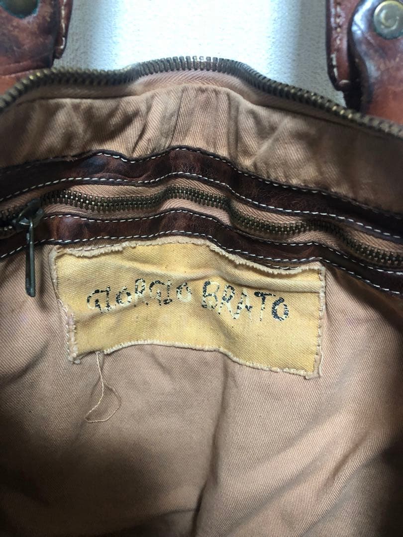 Giorgio Brato ブラウンレザーボストンバッグ