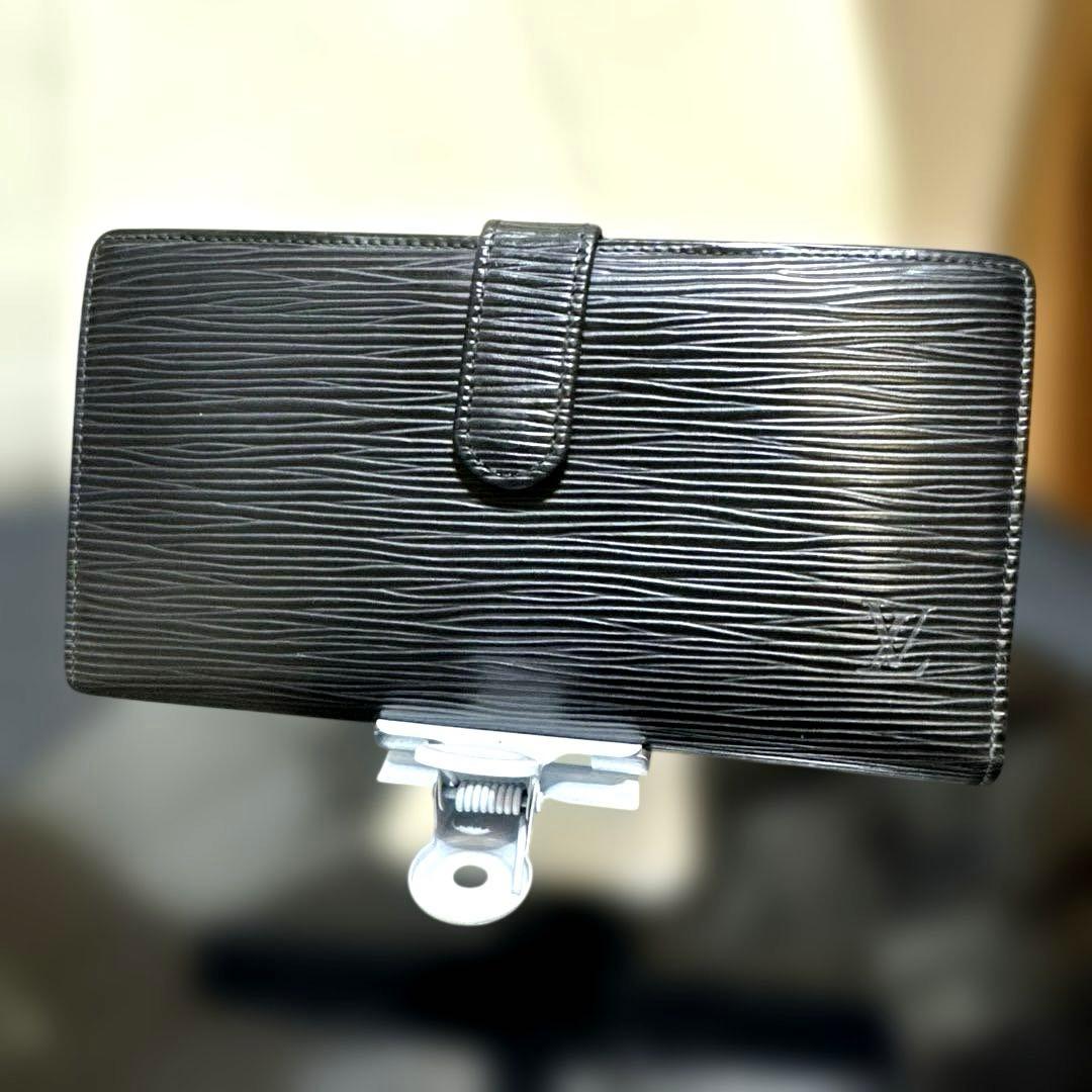 ⑤☆使用感少/美品♪コンチネンタル がま口 長財布 エピ ノワール レザー