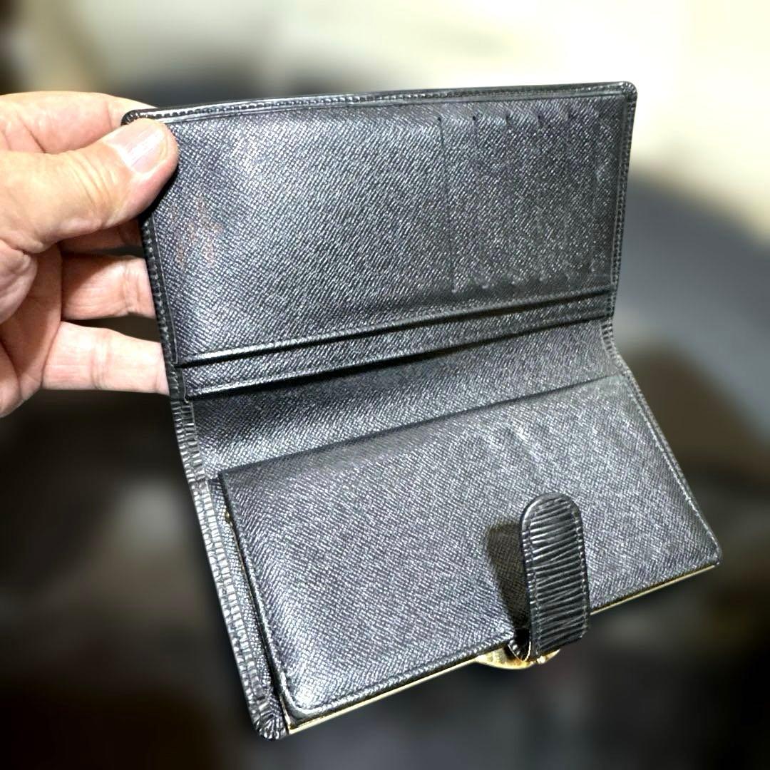 ⑤☆使用感少/美品♪コンチネンタル がま口 長財布 エピ ノワール レザー