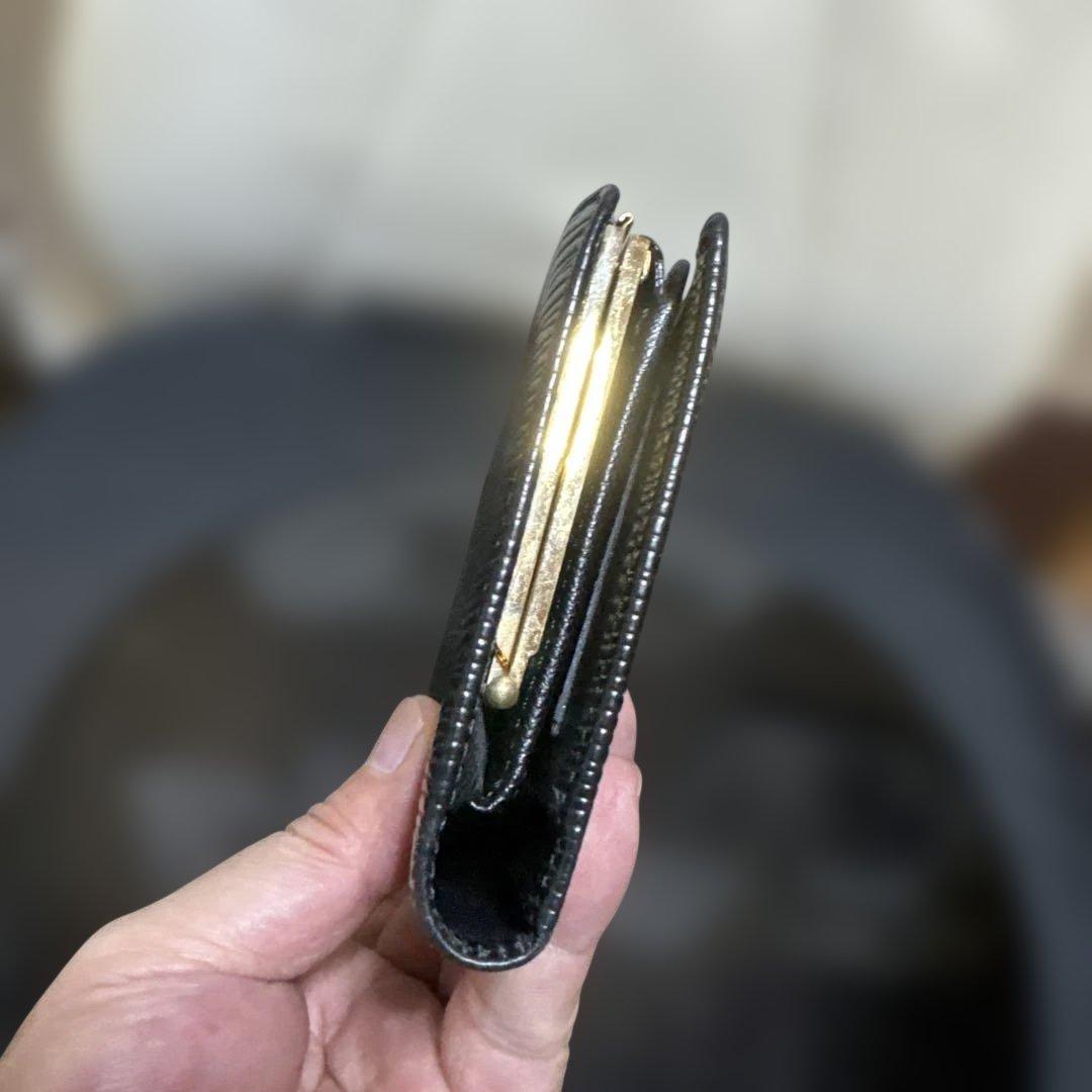 ⑤☆使用感少/美品♪コンチネンタル がま口 長財布 エピ ノワール レザー