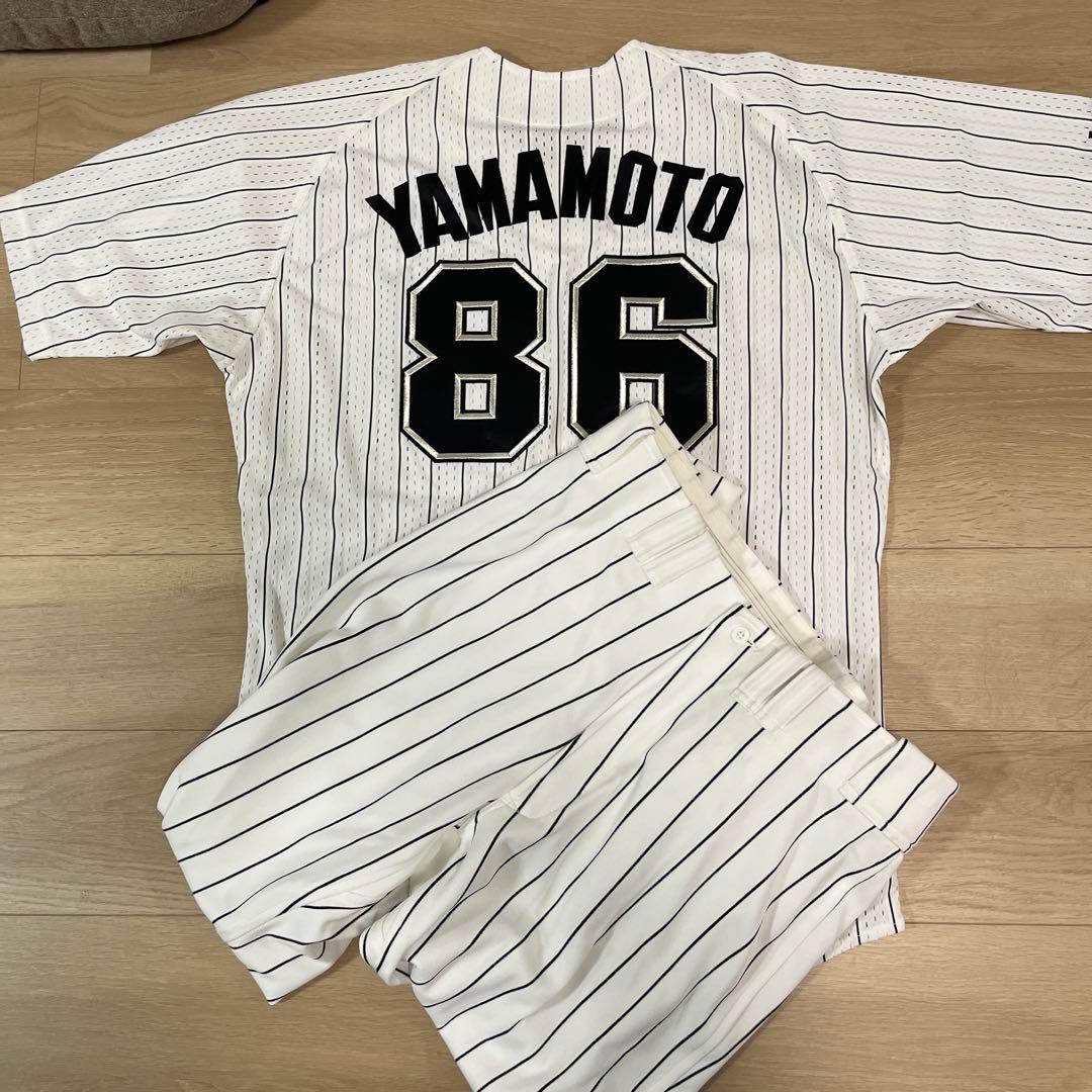 千葉ロッテマリーンズ　山本　ホームユニフォーム　実使用　上下