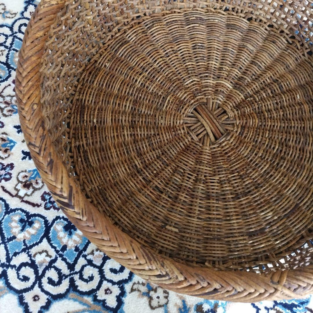 あけび こだし編み 丸型 籠 ランドリーバスケット 大型