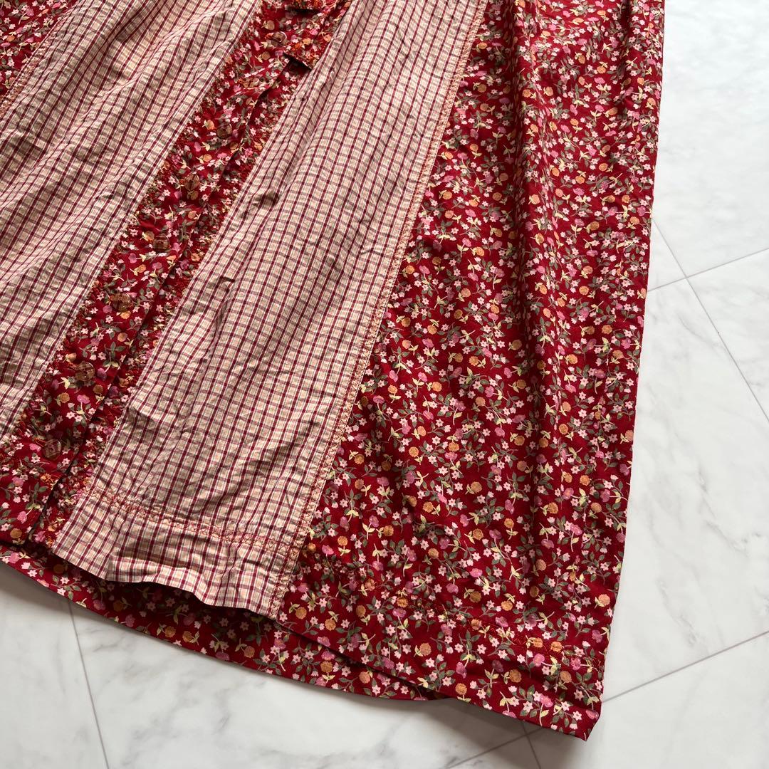 PINK HOUSE パッチワーク　ロングワンピースピンタック フリル 日本製