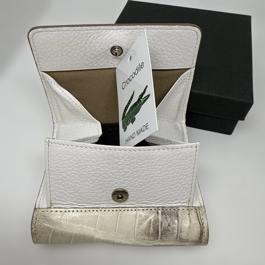 L. さん専用男女兼用クロコダイルレザー 二つ折り財布 ホワイト