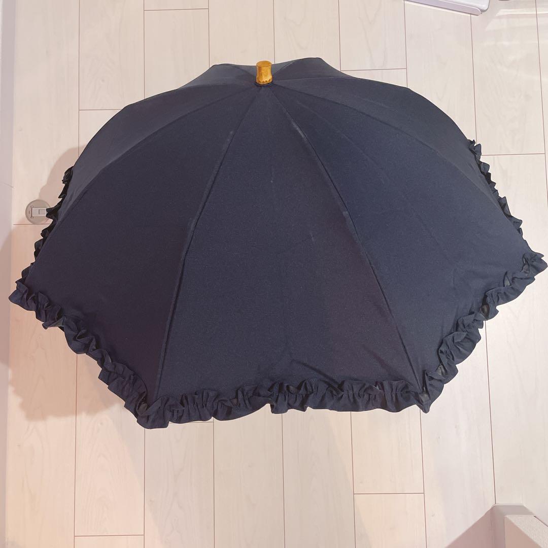 【untule】2段2WAY 折りたたみ日傘(50cm)/フリル ネイビー