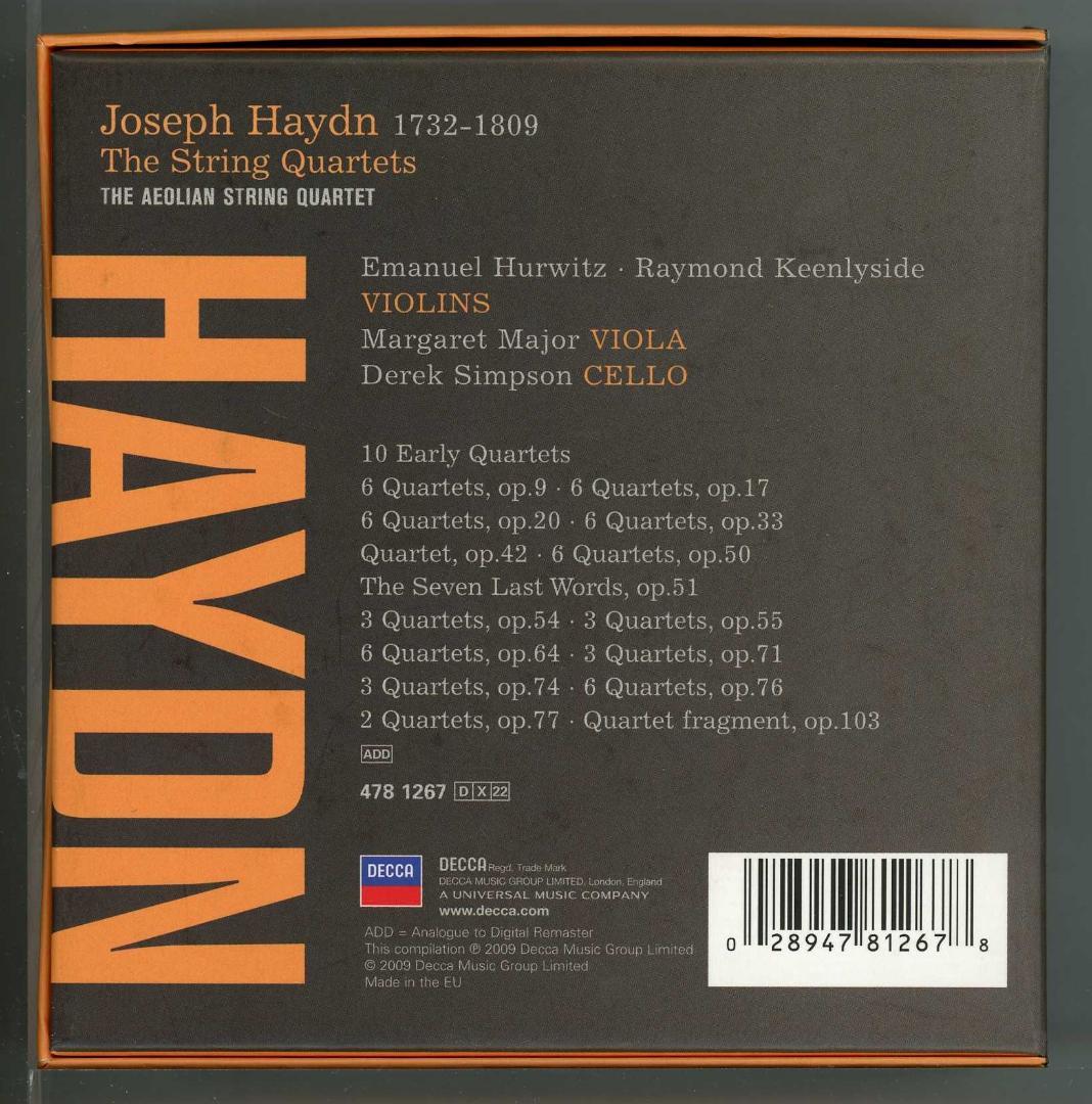 ハイドン弦楽四重奏曲全集 エオリアン四重奏団 22枚組