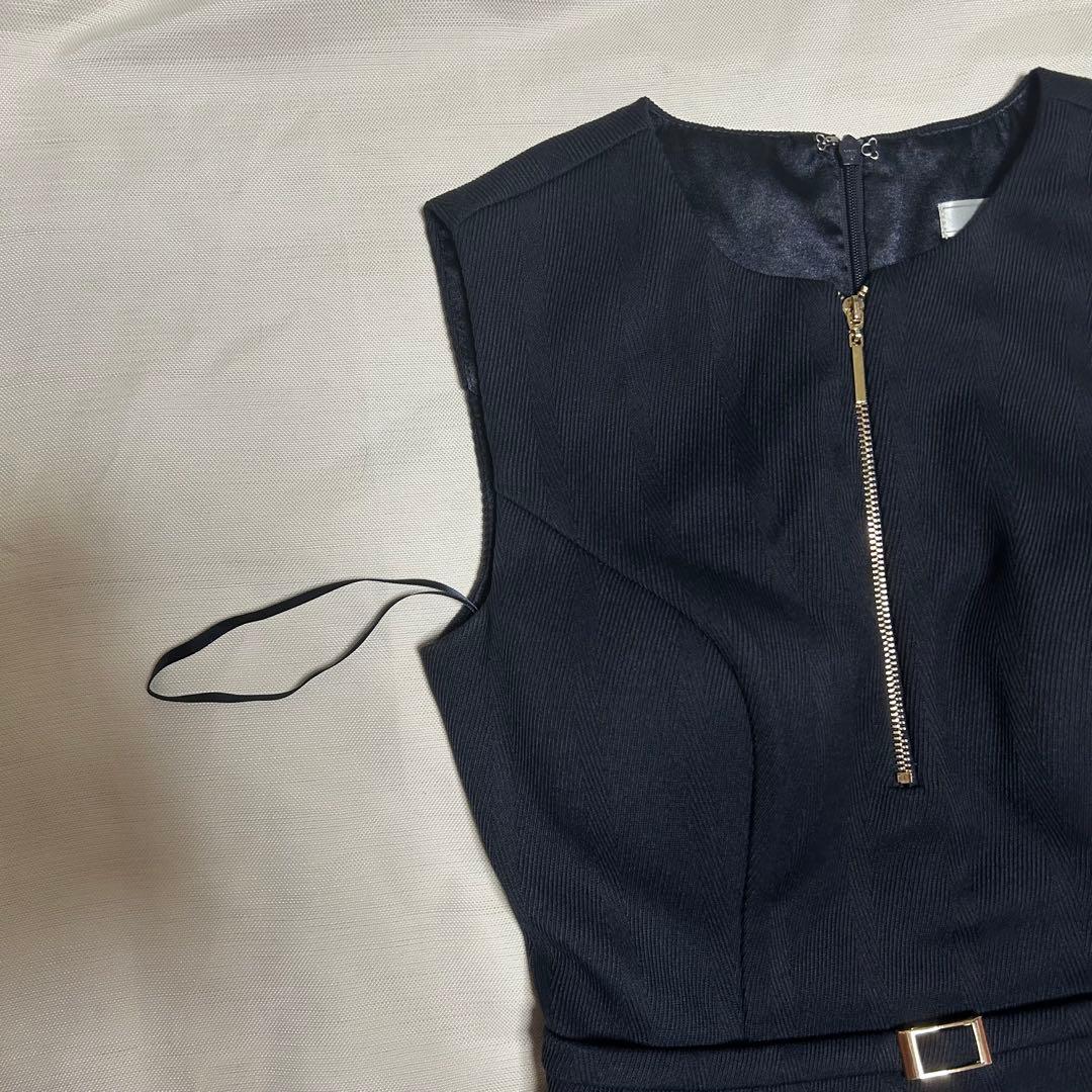 DEA robe de fleurs ネイビーフリルミニドレス