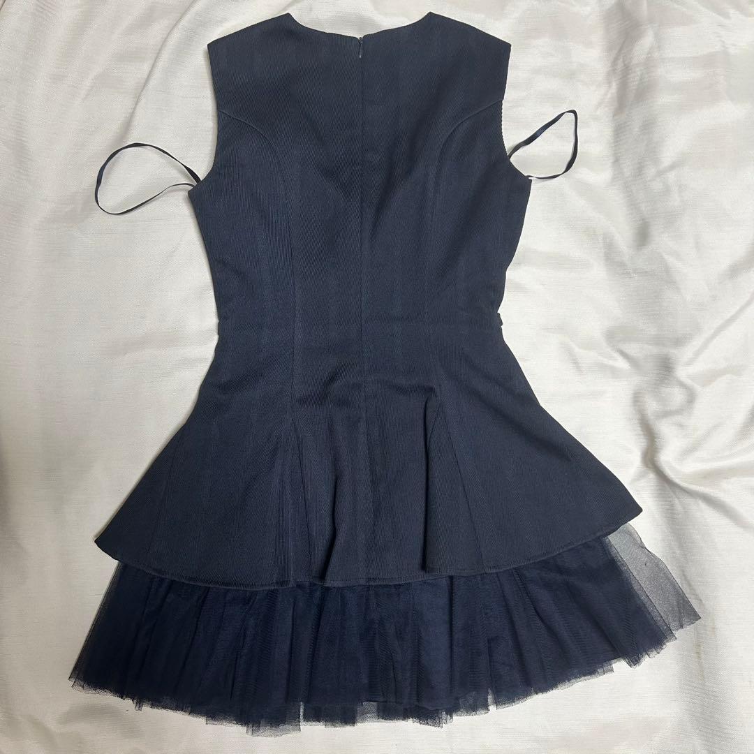 DEA robe de fleurs ネイビーフリルミニドレス