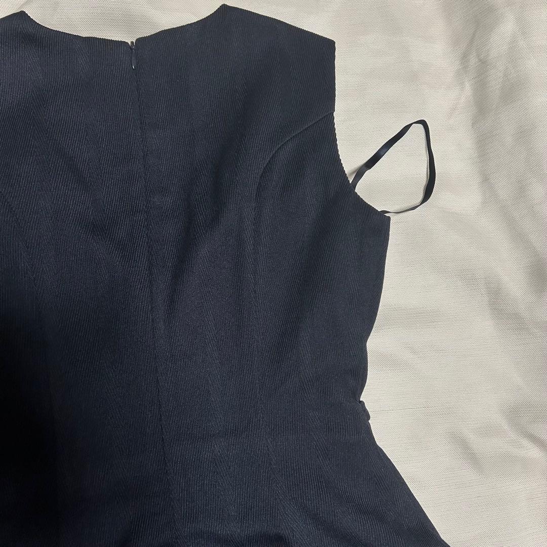 DEA robe de fleurs ネイビーフリルミニドレス