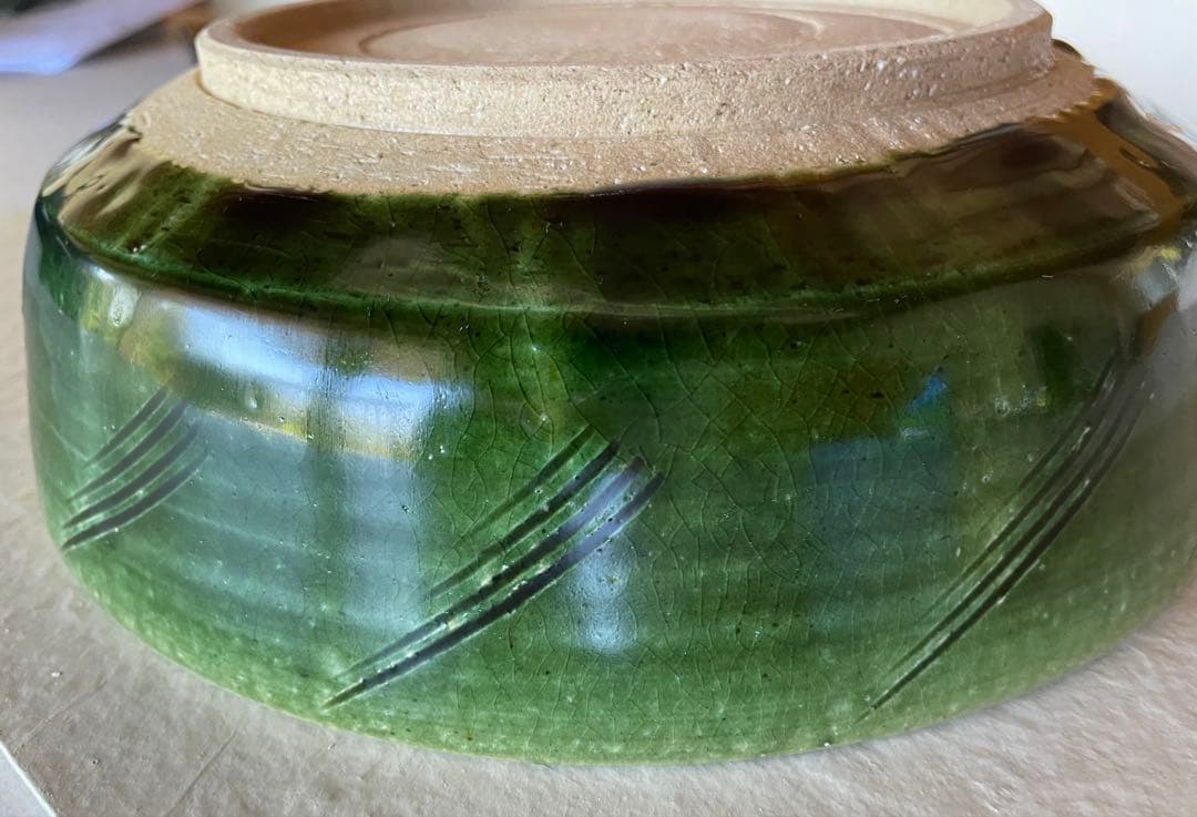 長森慶　織部焼　織部鉦鉢風大鉢　直径23cm