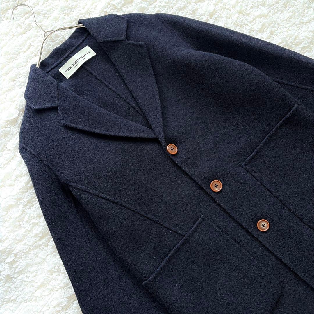 タグ付き✨ ザシンゾーン ダブルフェイス ウールチェスターコート ロング丈 紺
