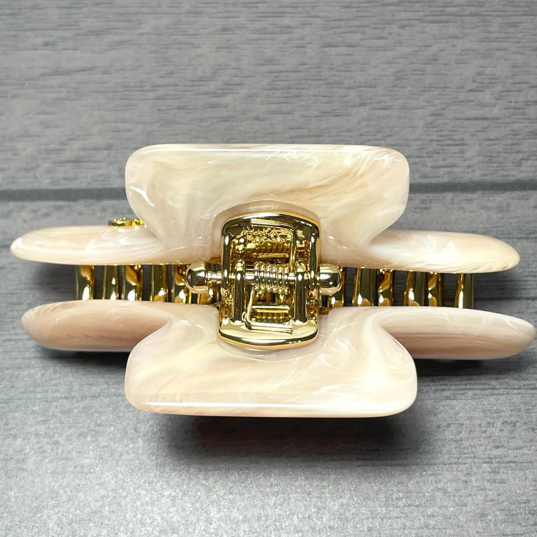 acca アッカ ヘアクリップ Mサイズ ミドル ピンク 大理石風 ゴールド