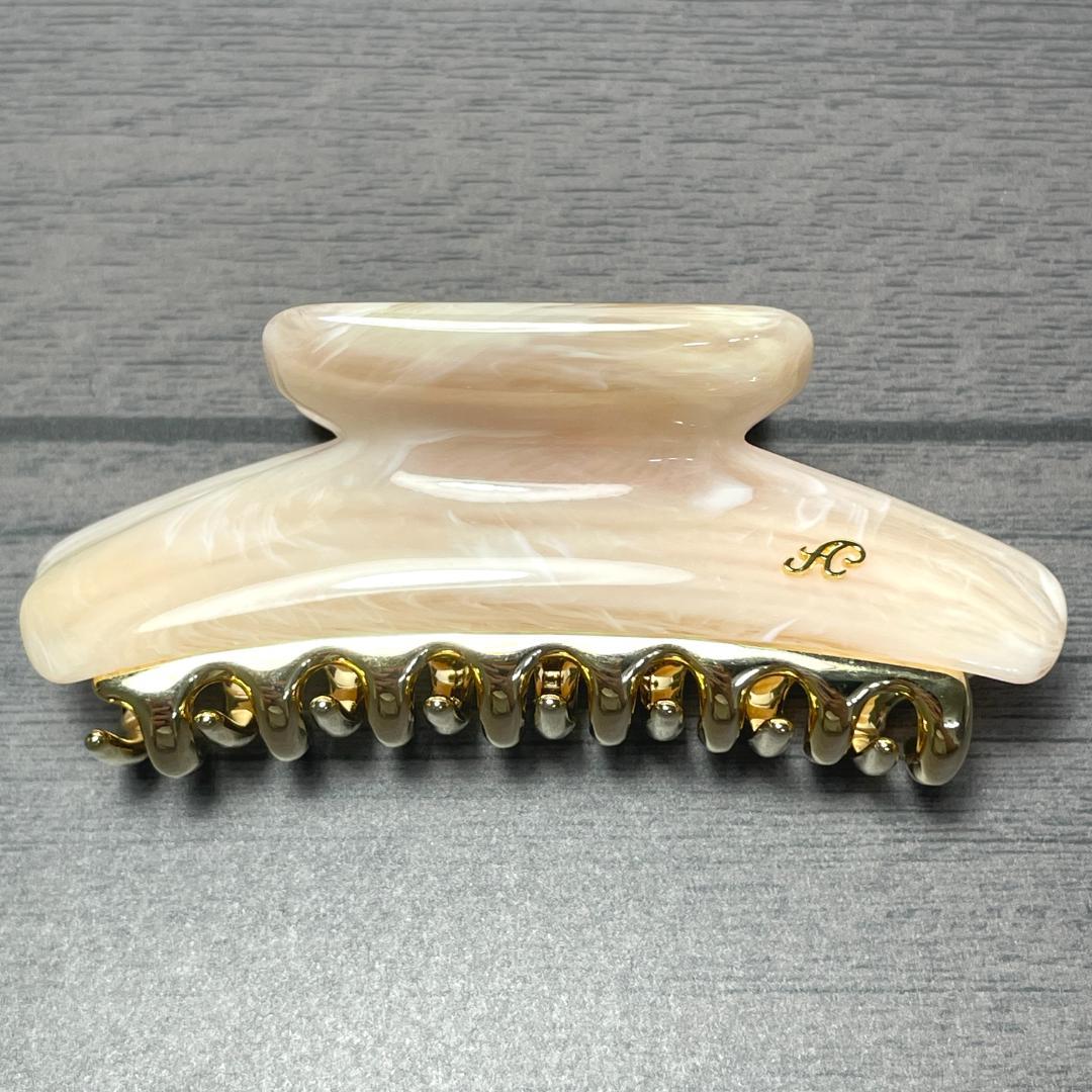 acca アッカ ヘアクリップ Mサイズ ミドル ピンク 大理石風 ゴールド