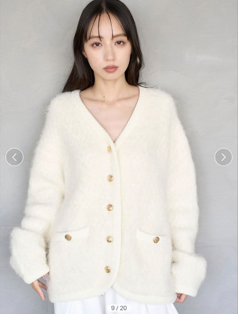 実物写真掲載 完売色 SNIDEL ファーライクミドルニットジャケット