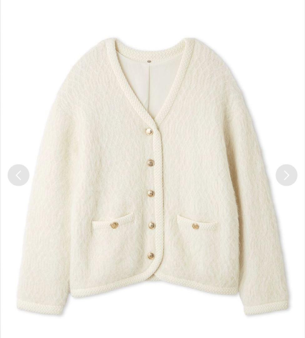 実物写真掲載 完売色 SNIDEL ファーライクミドルニットジャケット