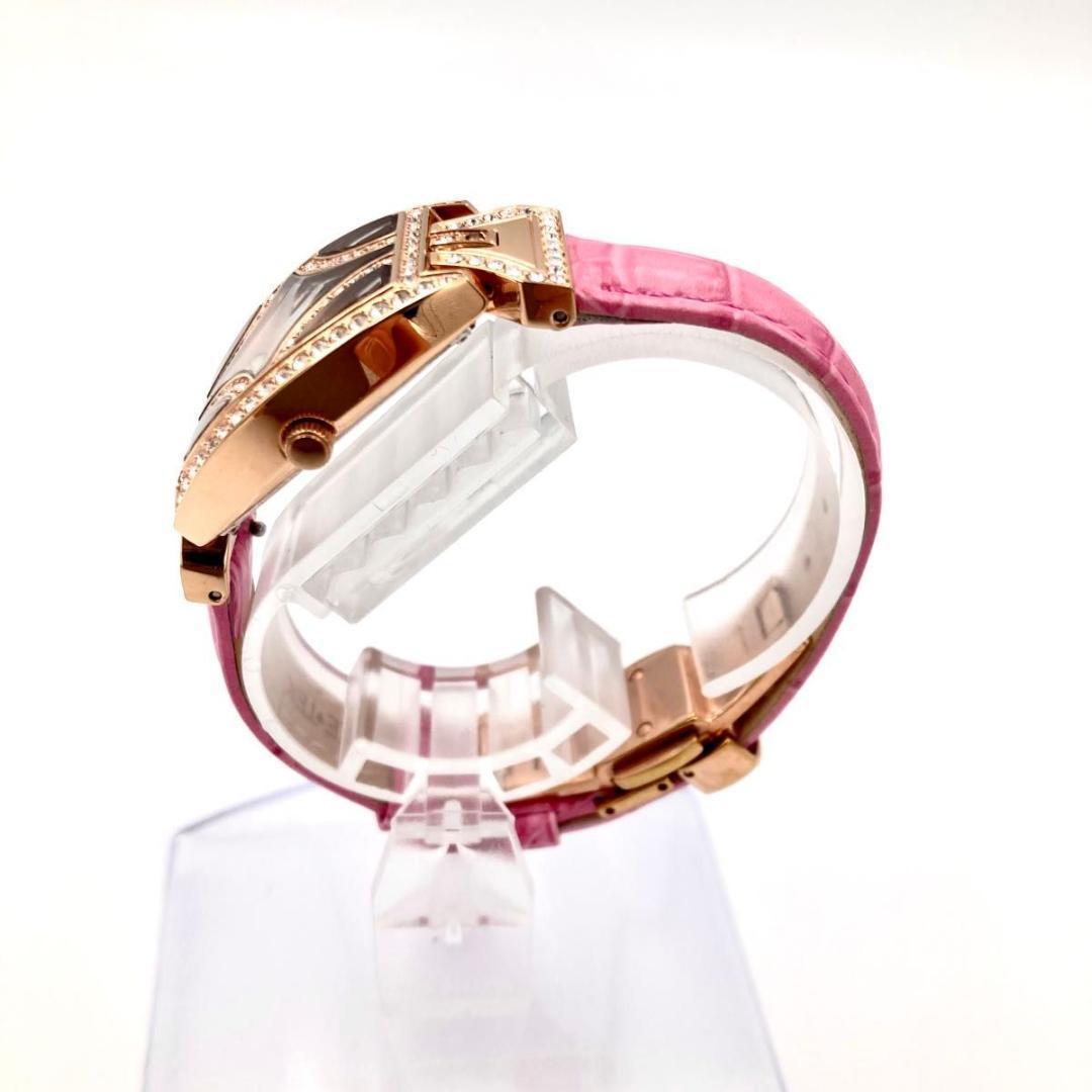 344 極美品 アイステック PQ2-RG 腕時計 クオーツ 石付き シェル