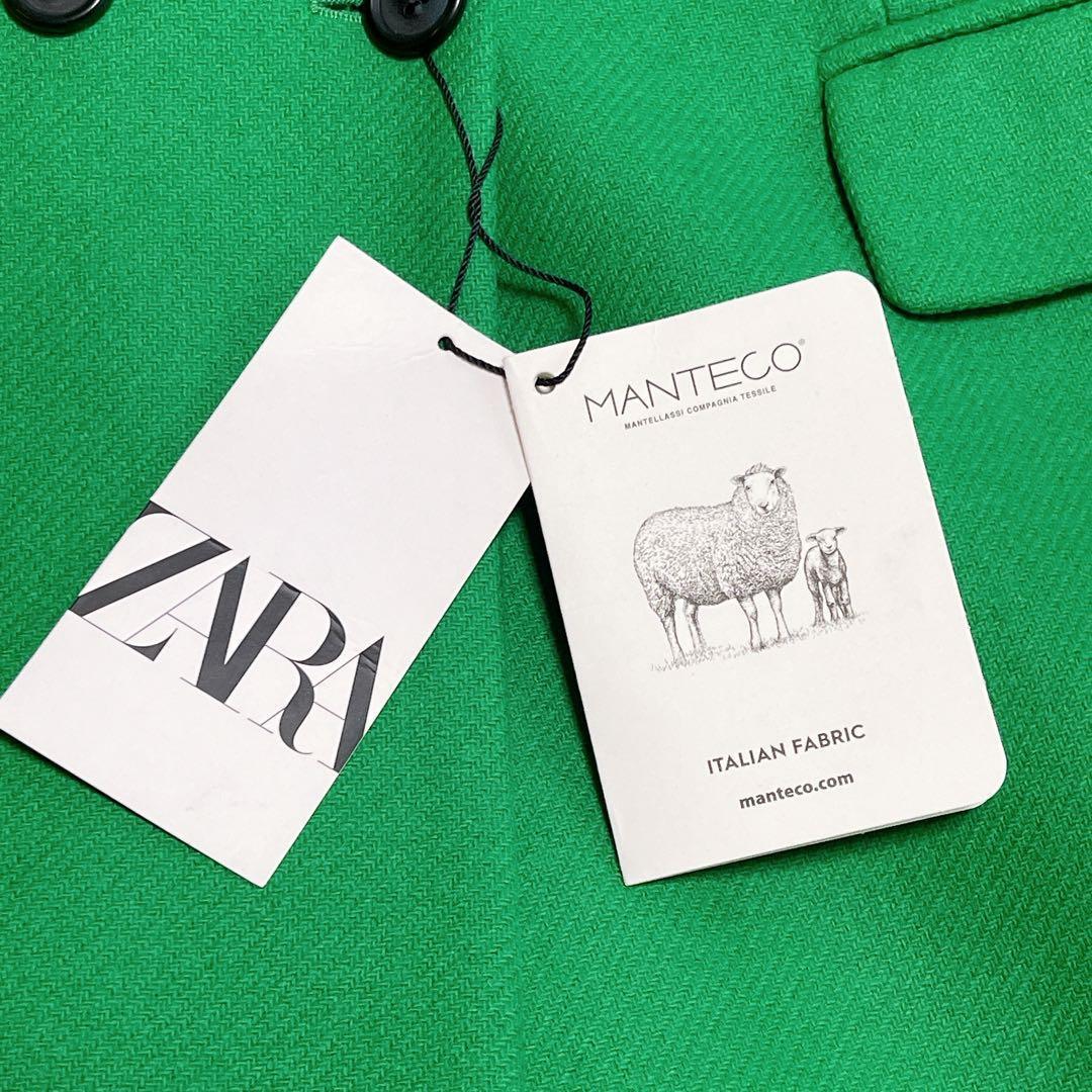 【新品 タグ付き】ZARA　マンテコ　ザラ　ダブルチェスター　緑　コート