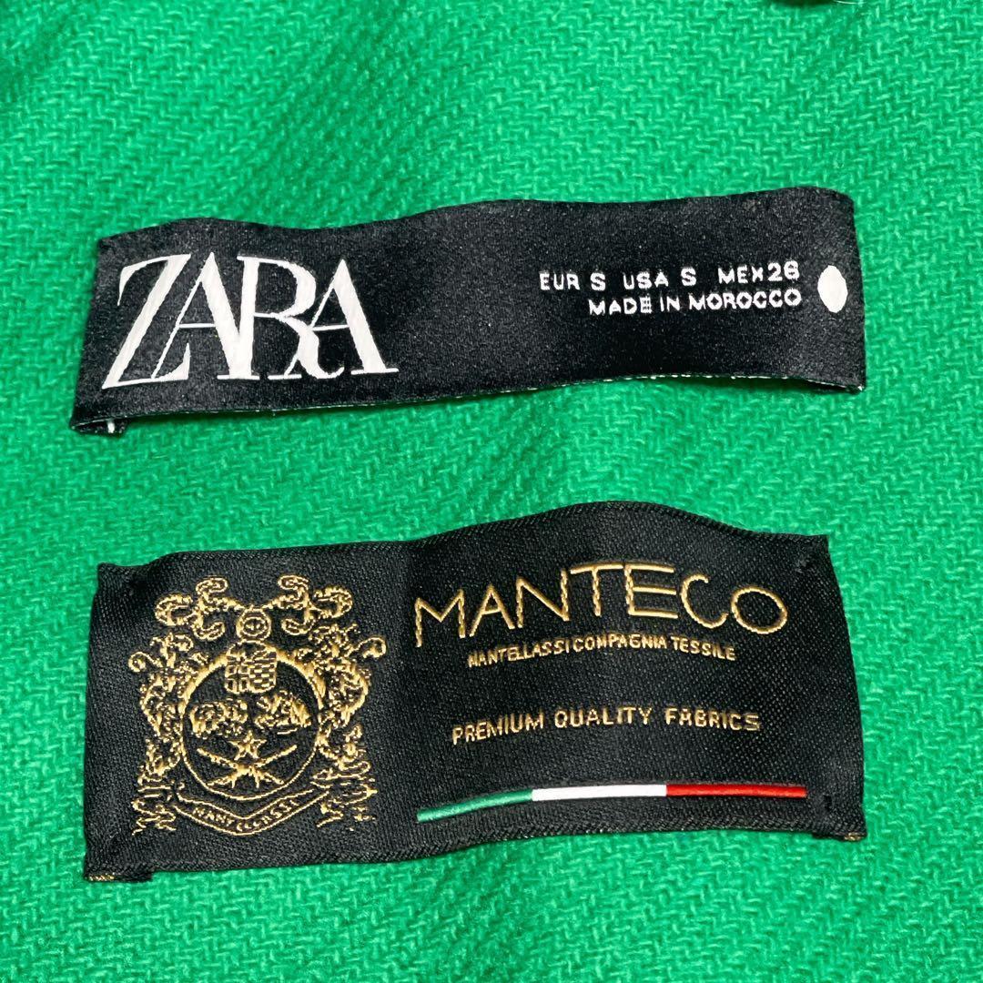 【新品 タグ付き】ZARA　マンテコ　ザラ　ダブルチェスター　緑　コート