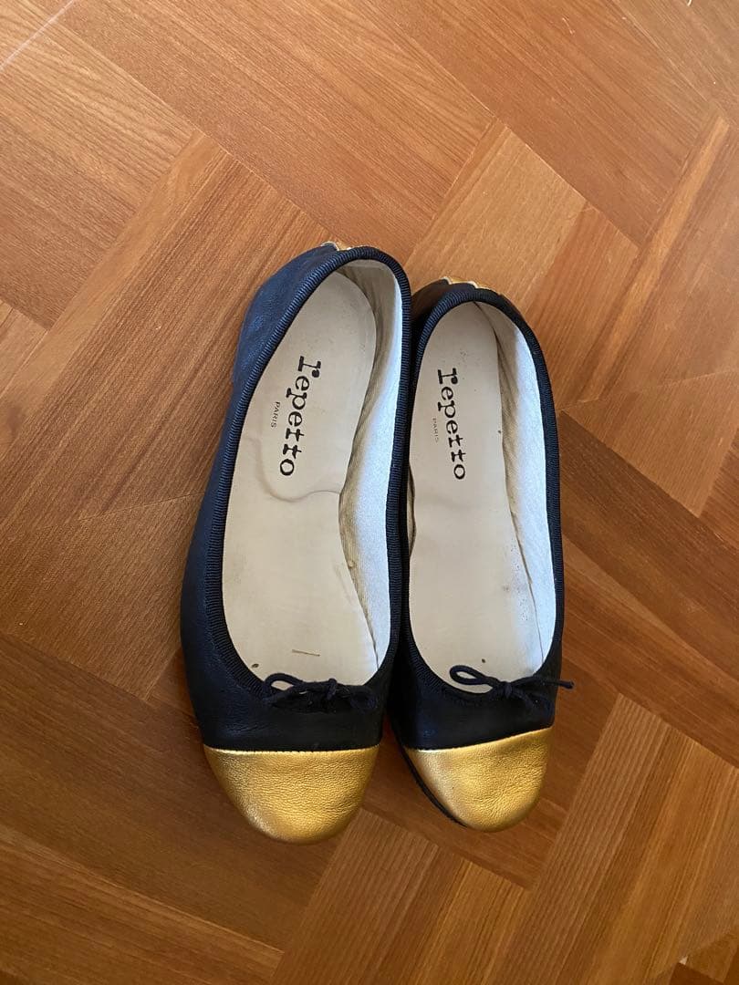 【値下げ】Repetto バレエシューズ 黒/金　37.5