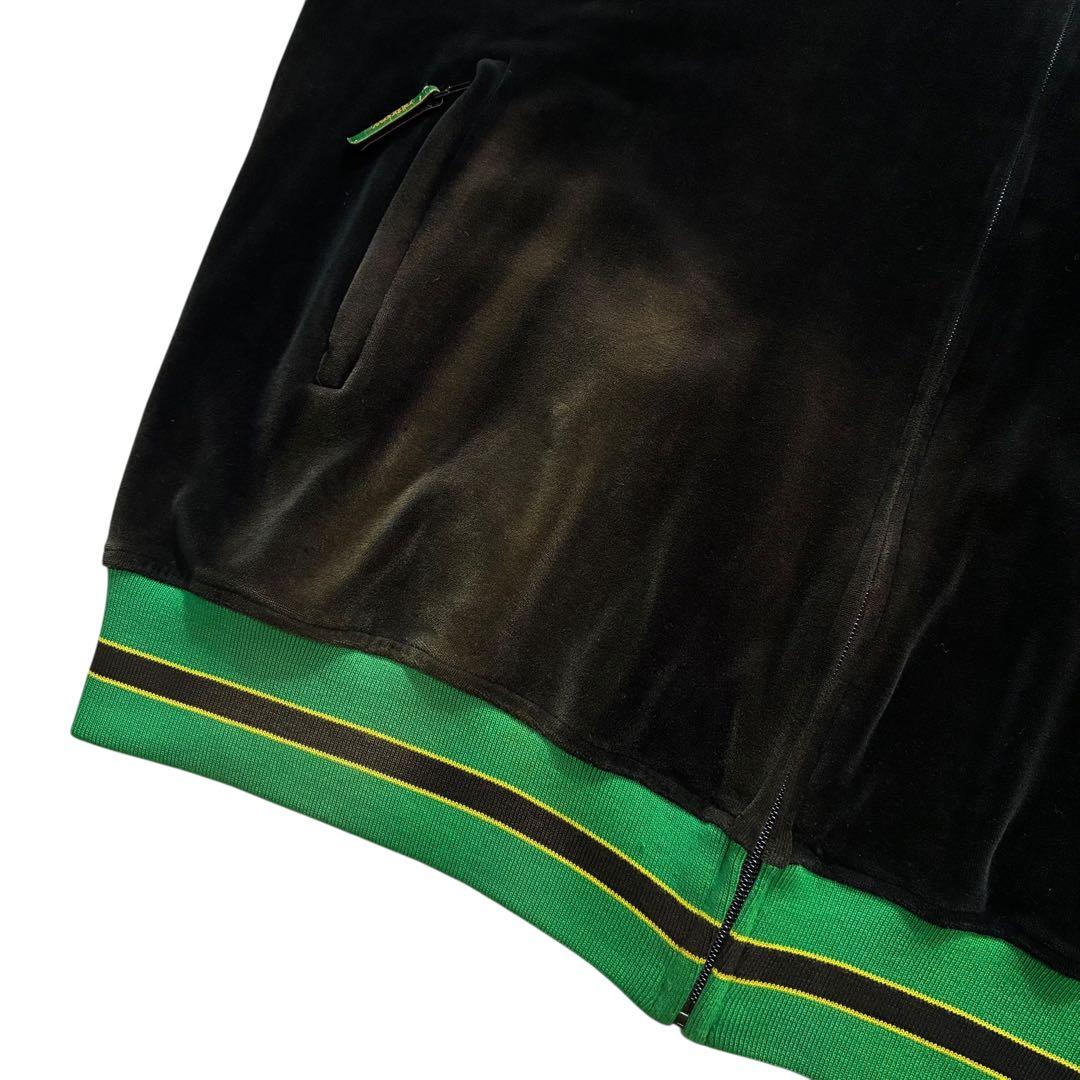 nitrow ベロア トラックジャケット XL 黒 緑 黄色 ベルベット
