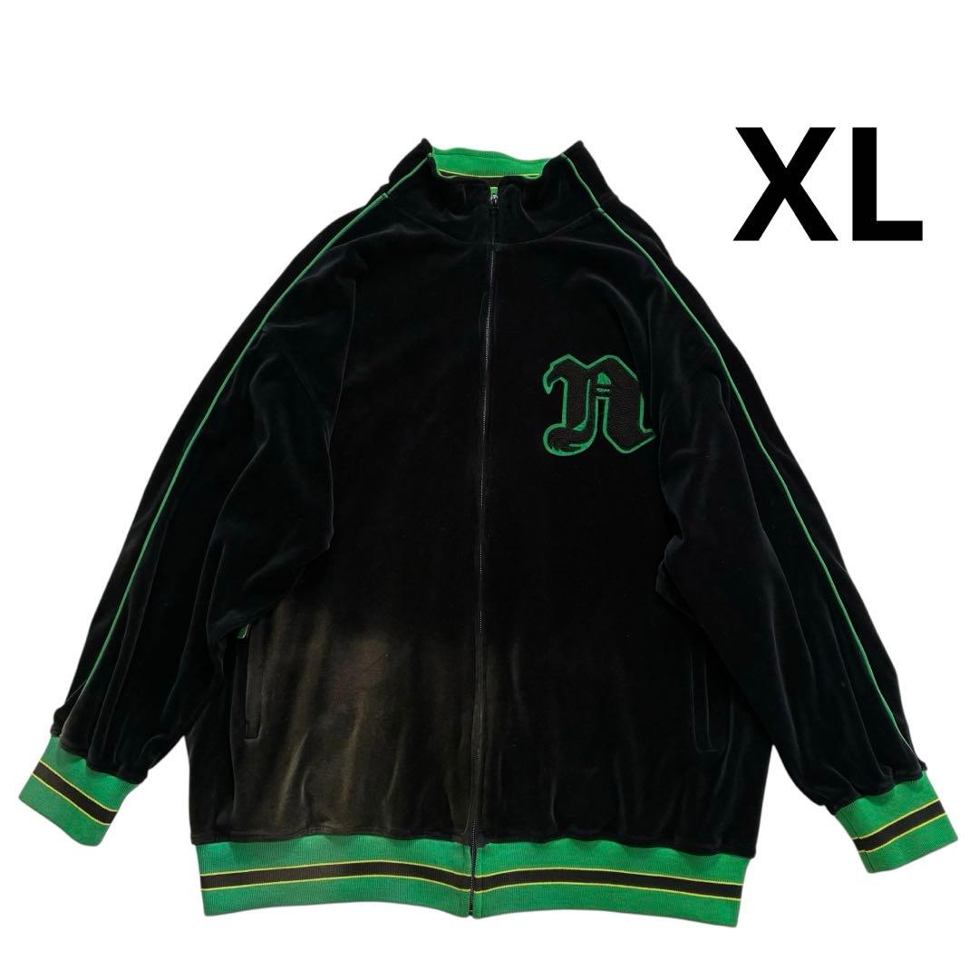 nitrow ベロア トラックジャケット XL 黒 緑 黄色 ベルベット