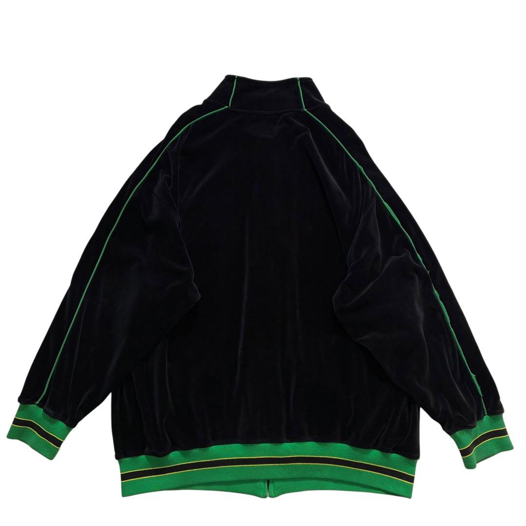nitrow ベロア トラックジャケット XL 黒 緑 黄色 ベルベット