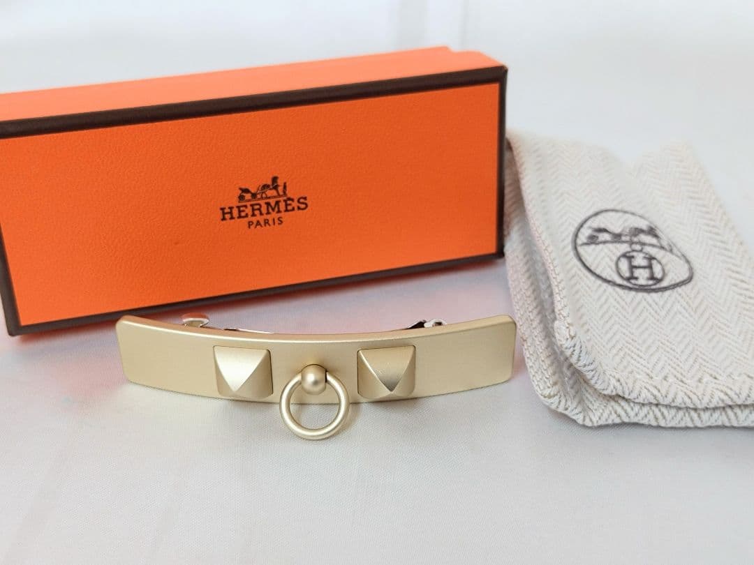 HERMES エルメス カプリス バレッタ ゴールド