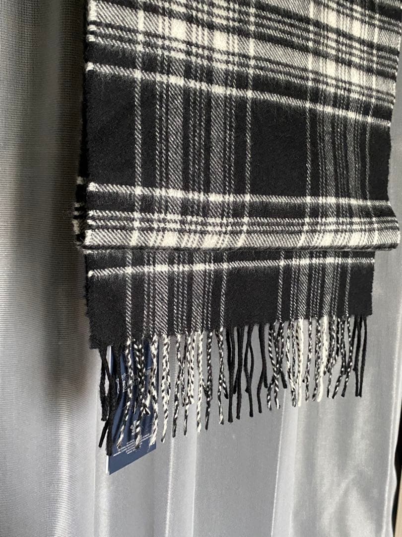 Johnstons of Elgin カシミアストールマフラー ブラックチェック