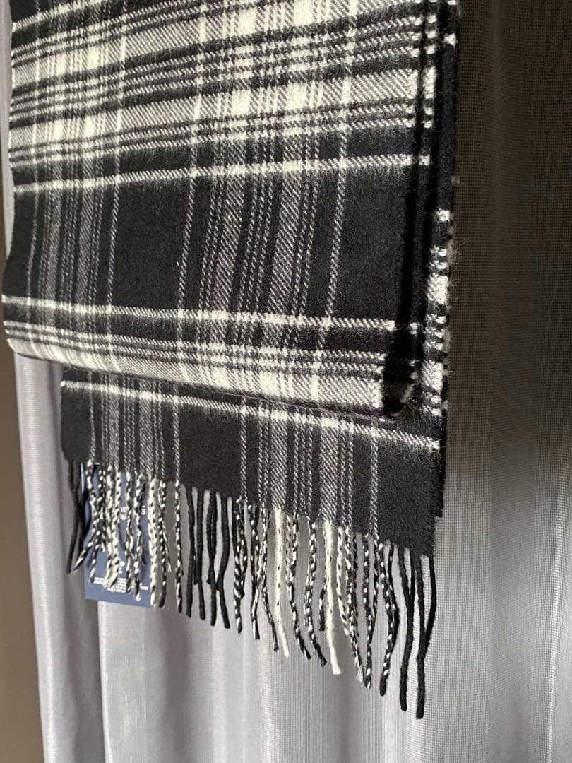 Johnstons of Elgin カシミアストールマフラー ブラックチェック